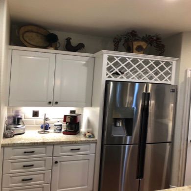 Custom wine rack and fridge cabinet
