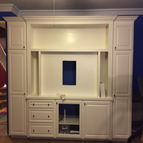 Storage cabinets, display space, glass doors, pull outs and drawers
