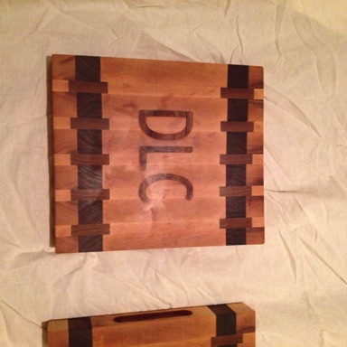 Custom end grain cutting board with initials inlay